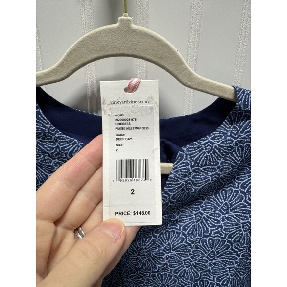 Vineyard Vines Deep Bay Painted Shells Wrap Dress Women Size 2 - Picture 3 of 4